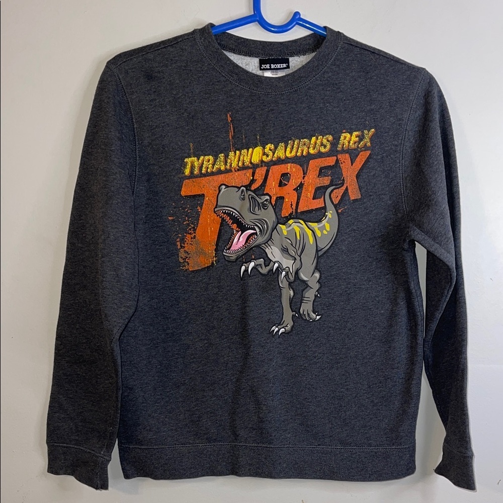 🏷️ Joe Boxer Kids Dark Gray T Rex Sweatshirt Large 10/12